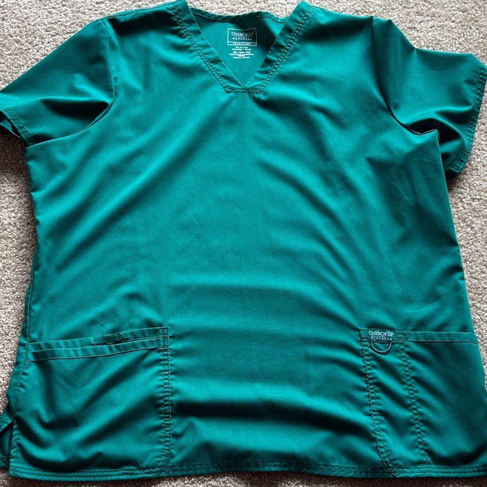 Cherokee Women's Jade Green V-Neck Scrub Top
